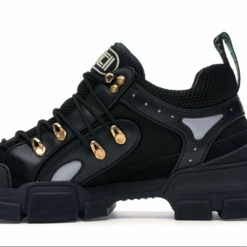 Gucci iconic flashtrek in black and gold. Size UK 10- runs US 10.5/11. - Picture 2 of 13
